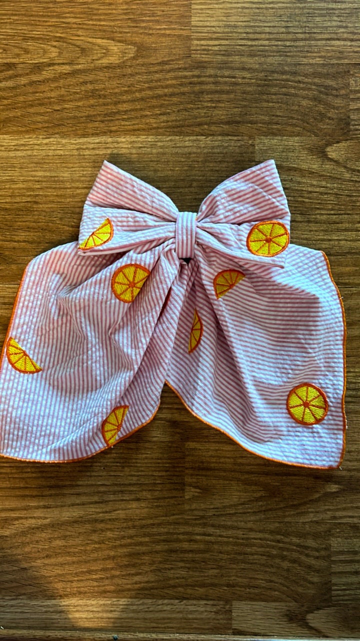Vintage Seersucker Long Tail French Bow - Preppy Handmade Hair Accessory for Girls & Women