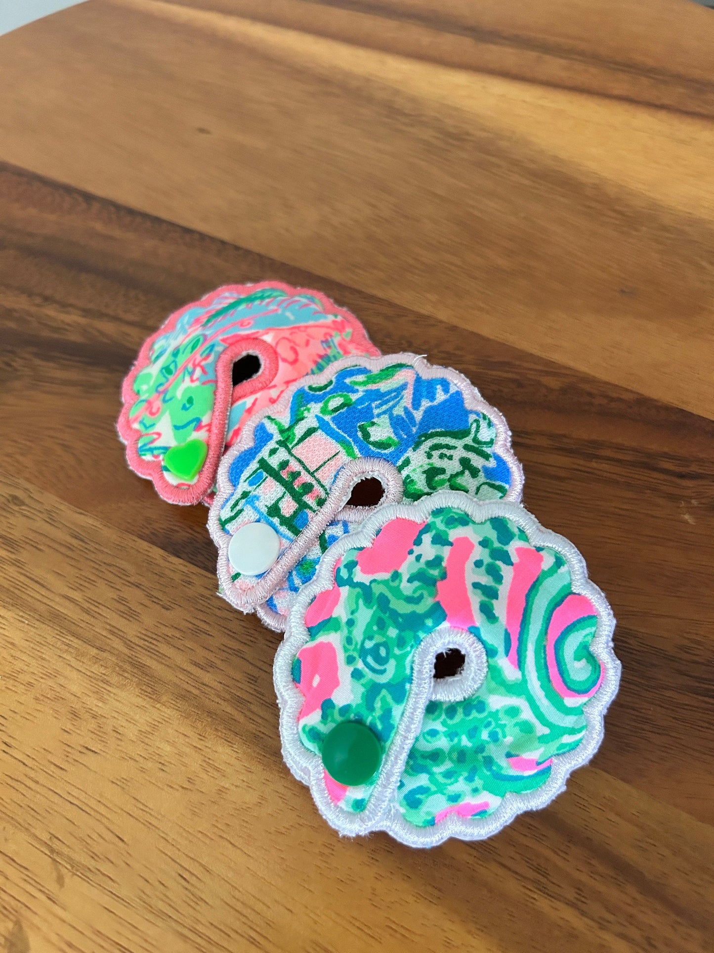 Girls Feeding Tube Pads, AMT Button Pads, Scalloped Character Blue Guy G-Tube Pad