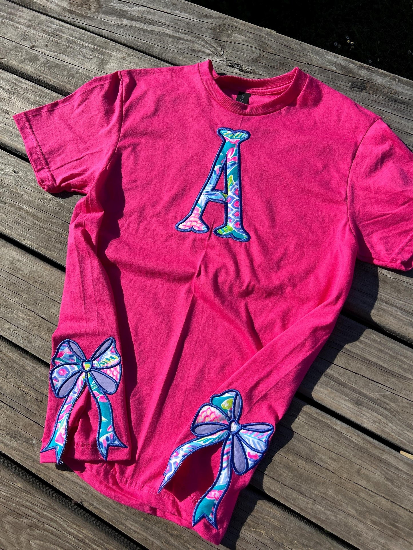 Personalized Monogrammed Preppy Bow Cut-Out T-Shirt for Women