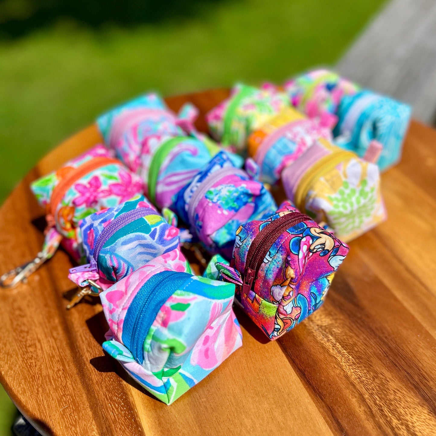 Mini Preppy Zippered Keychain Pouch