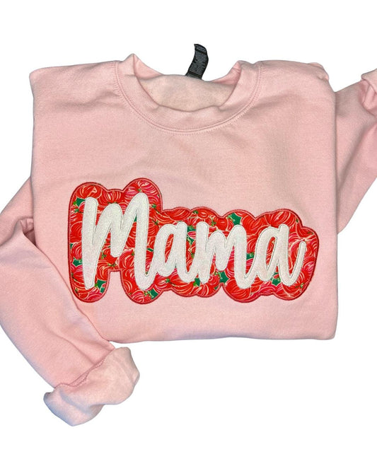 Personalized Preppy Pink Pumpkin Mama Sweatshirt