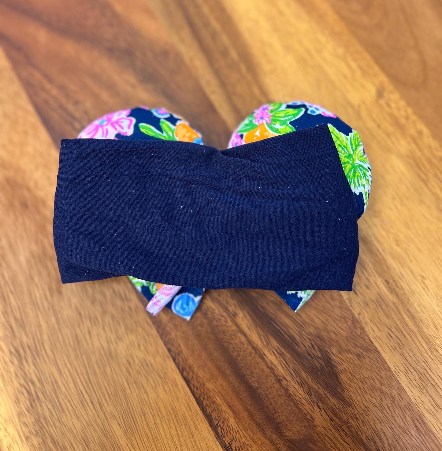 Baby Mouse Ears Headband: Navy Mouse Palm Beach Print