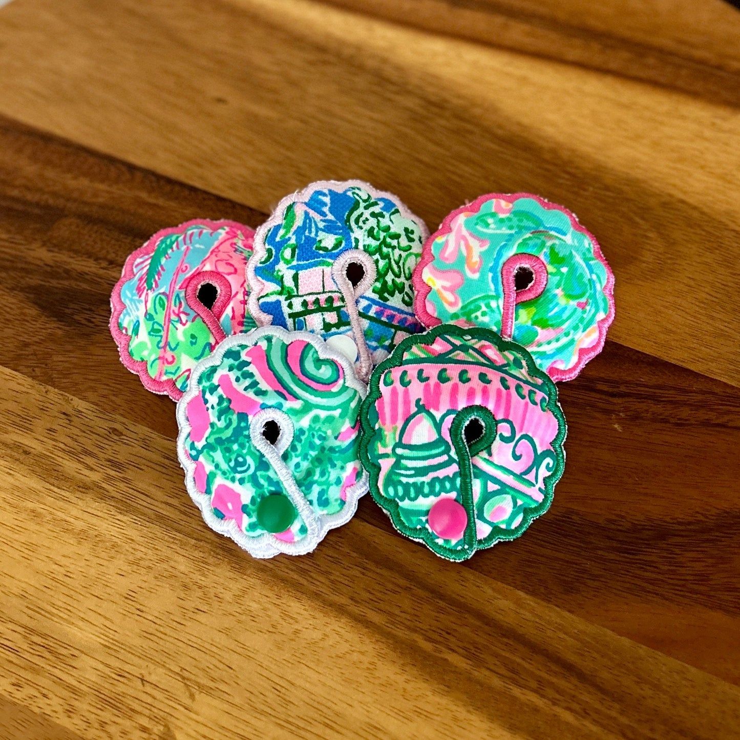 Girls Feeding Tube Pads, AMT Button Pads, Scalloped Character Blue Guy G-Tube Pad