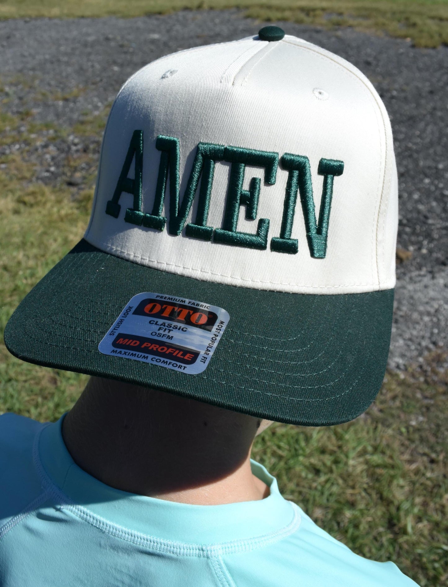Embroidered 3D Puff Amen Trucker Hat: Two Tone Faith Base Hat, Jesus Trucker Cap