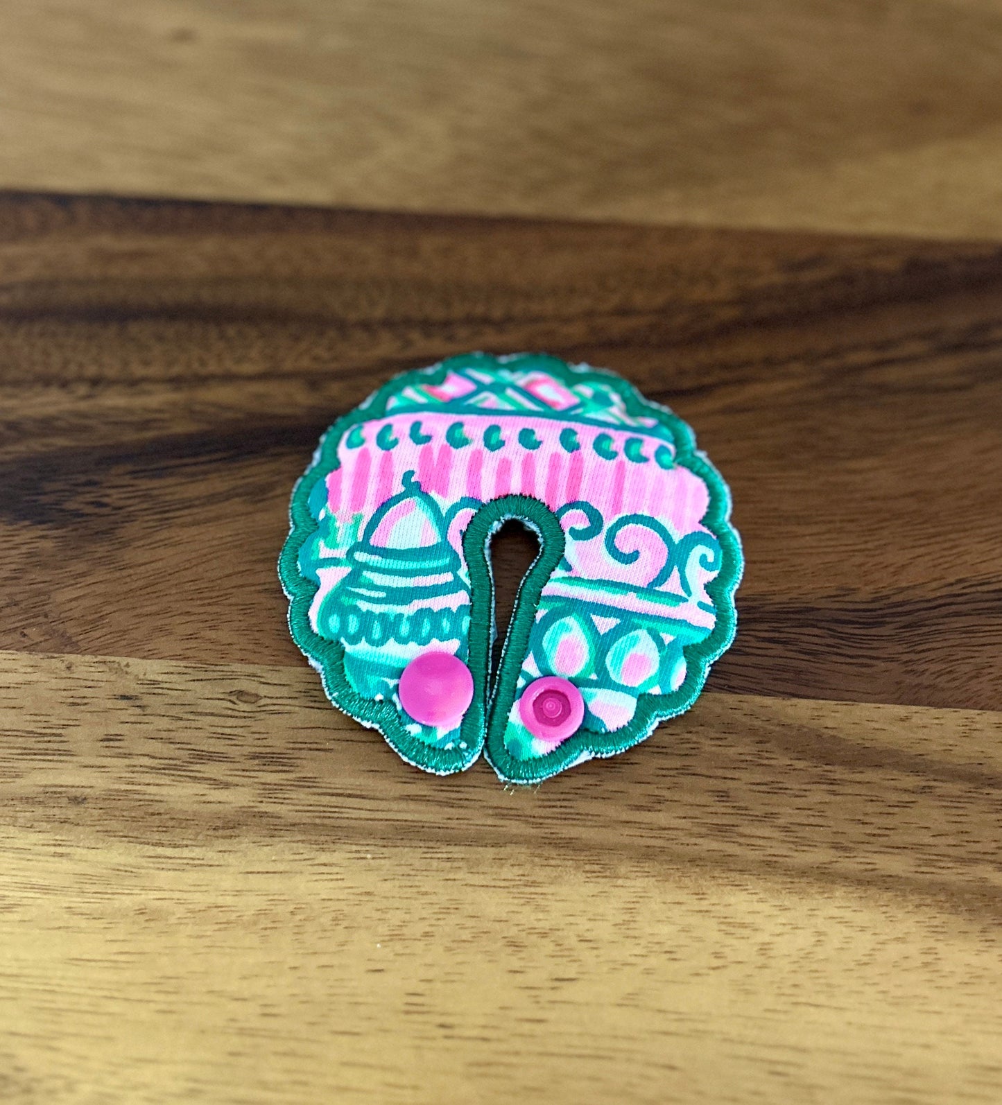 Girls Feeding Tube Pads, AMT Button Pads, Scalloped Character Blue Guy G-Tube Pad