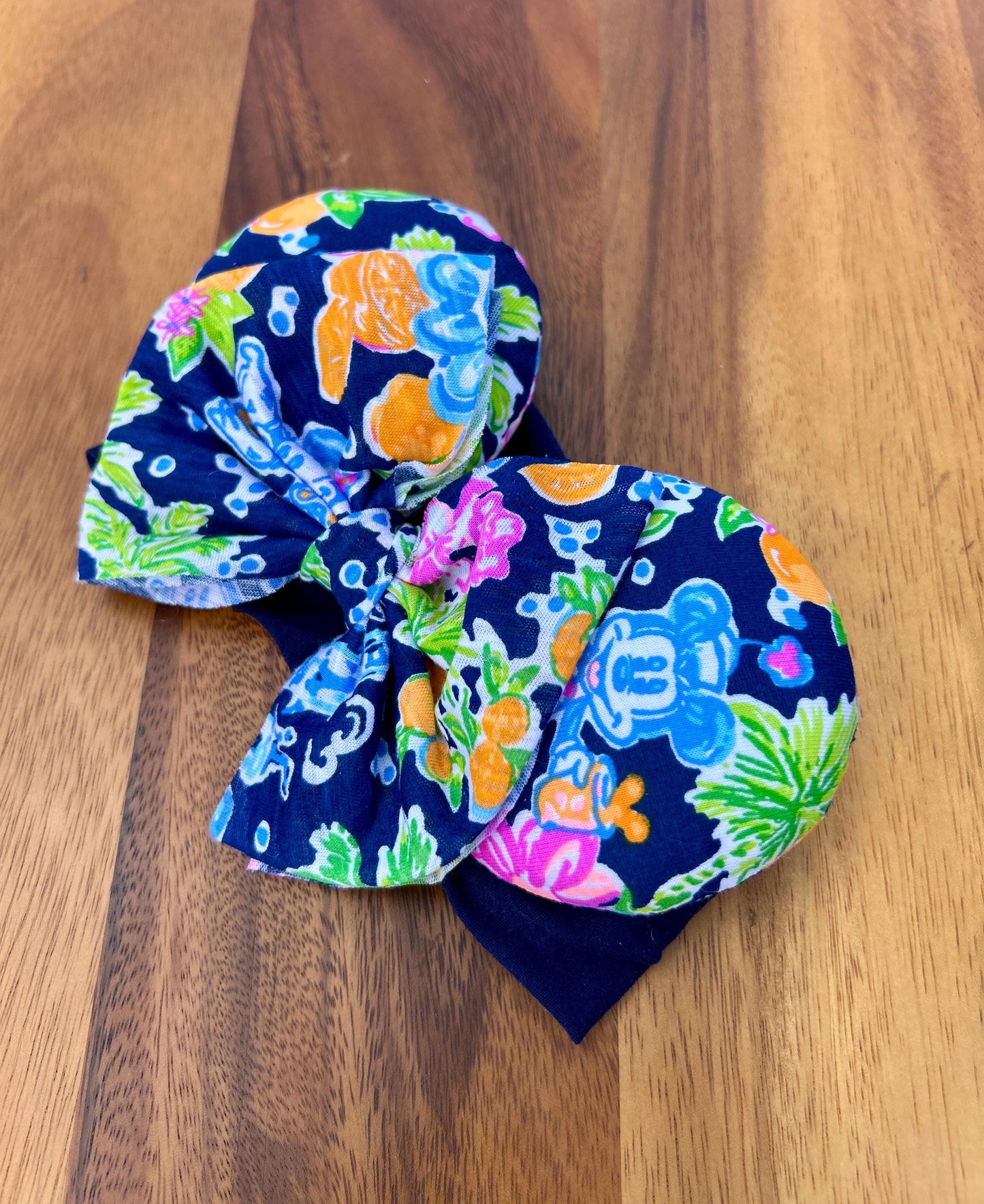 Baby Mouse Ears Headband: Navy Mouse Palm Beach Print
