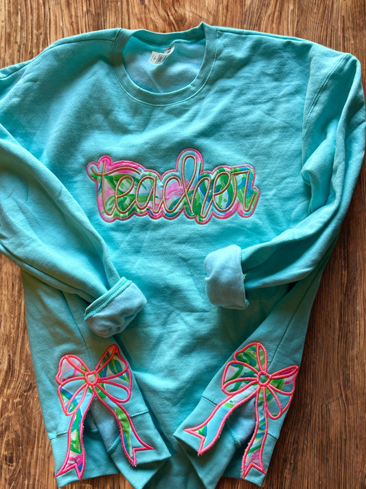 Embroidered Personalized Preppy Teacher Sweatshirt