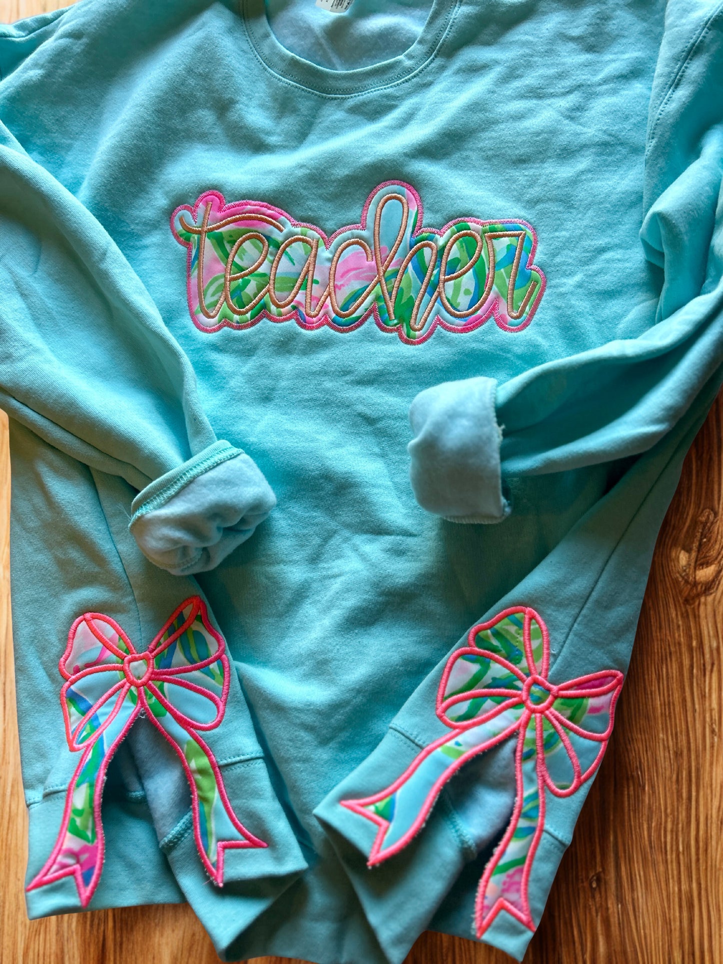 Embroidered Personalized Preppy Teacher Sweatshirt