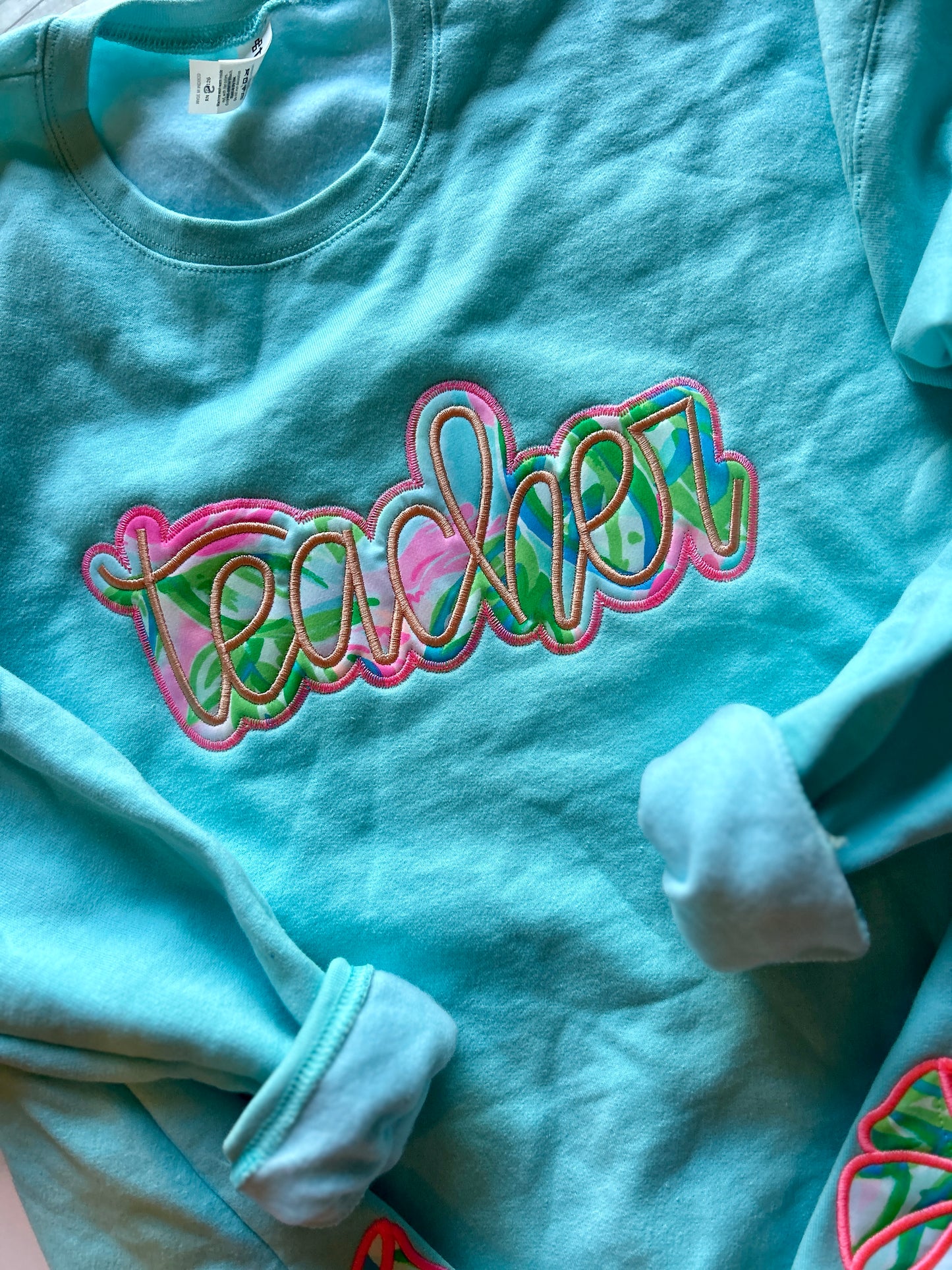 Embroidered Personalized Preppy Teacher Sweatshirt