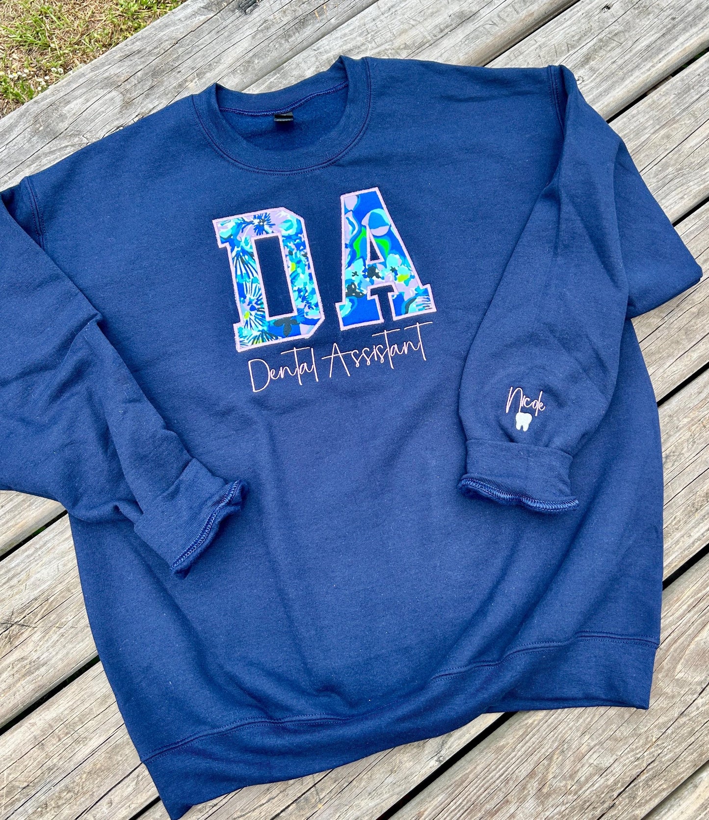Personalized Preppy Occupation Sweatshirt | Monogrammed Blue Crewneck Pullover for Professionals