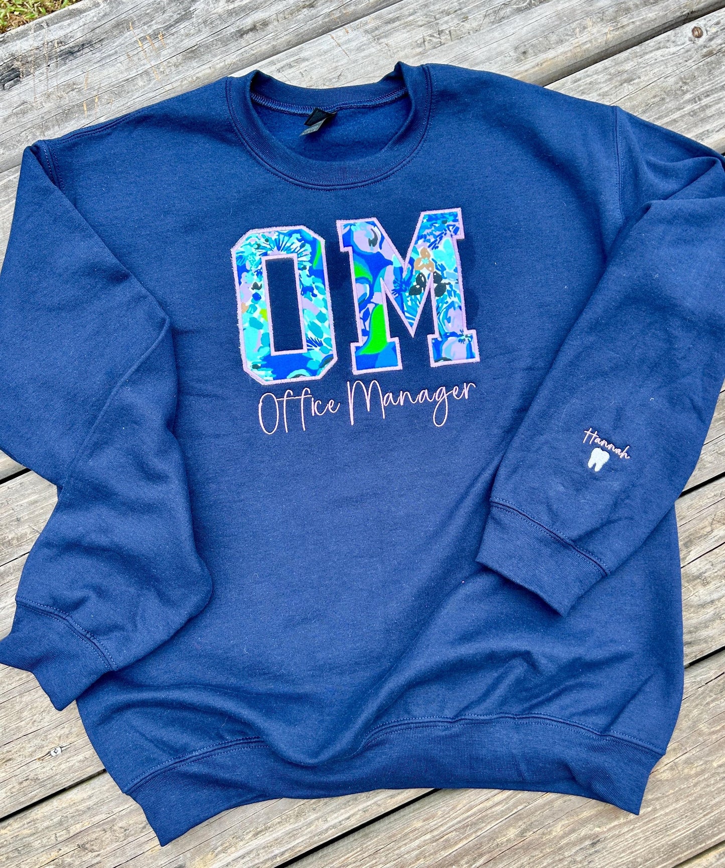 Personalized Preppy Occupation Sweatshirt | Monogrammed Blue Crewneck Pullover for Professionals