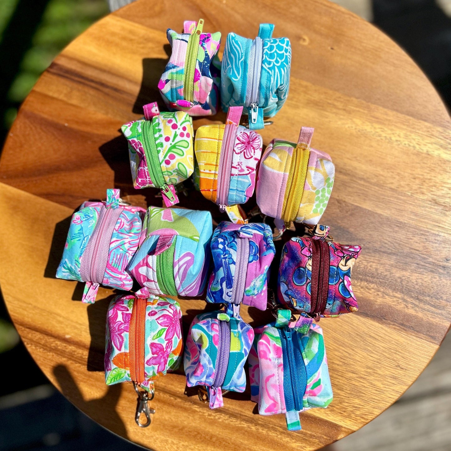 Mini Preppy Zippered Keychain Pouch