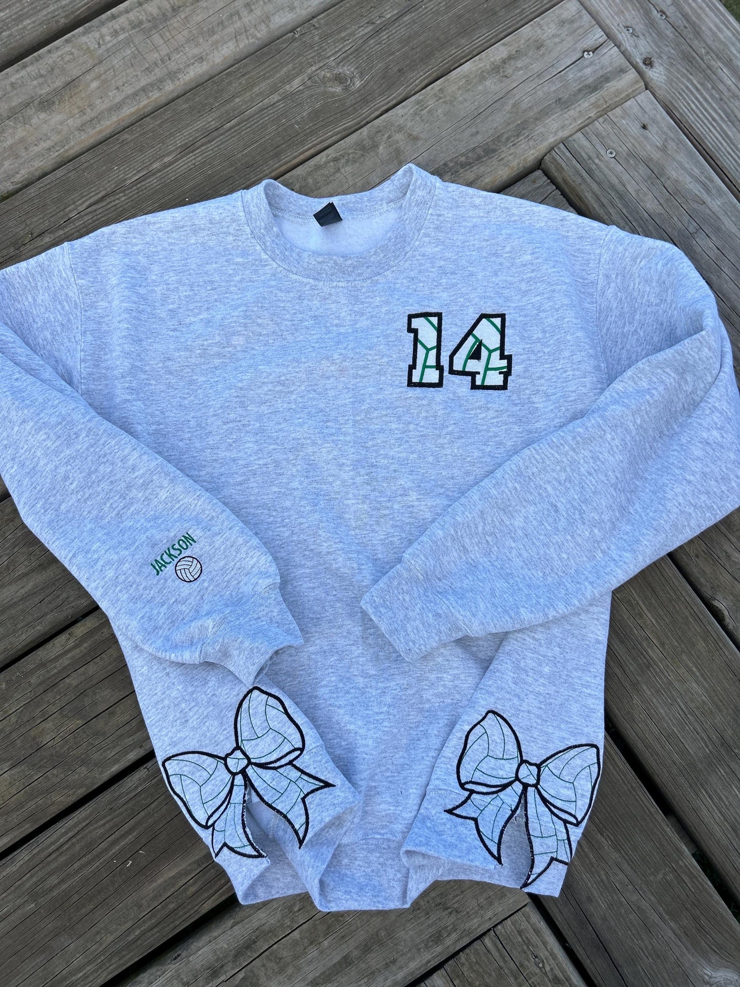 Personalized Volleyball Mama Embroidered Sweater with Side Bow | Game Day Gift for Sports Mom