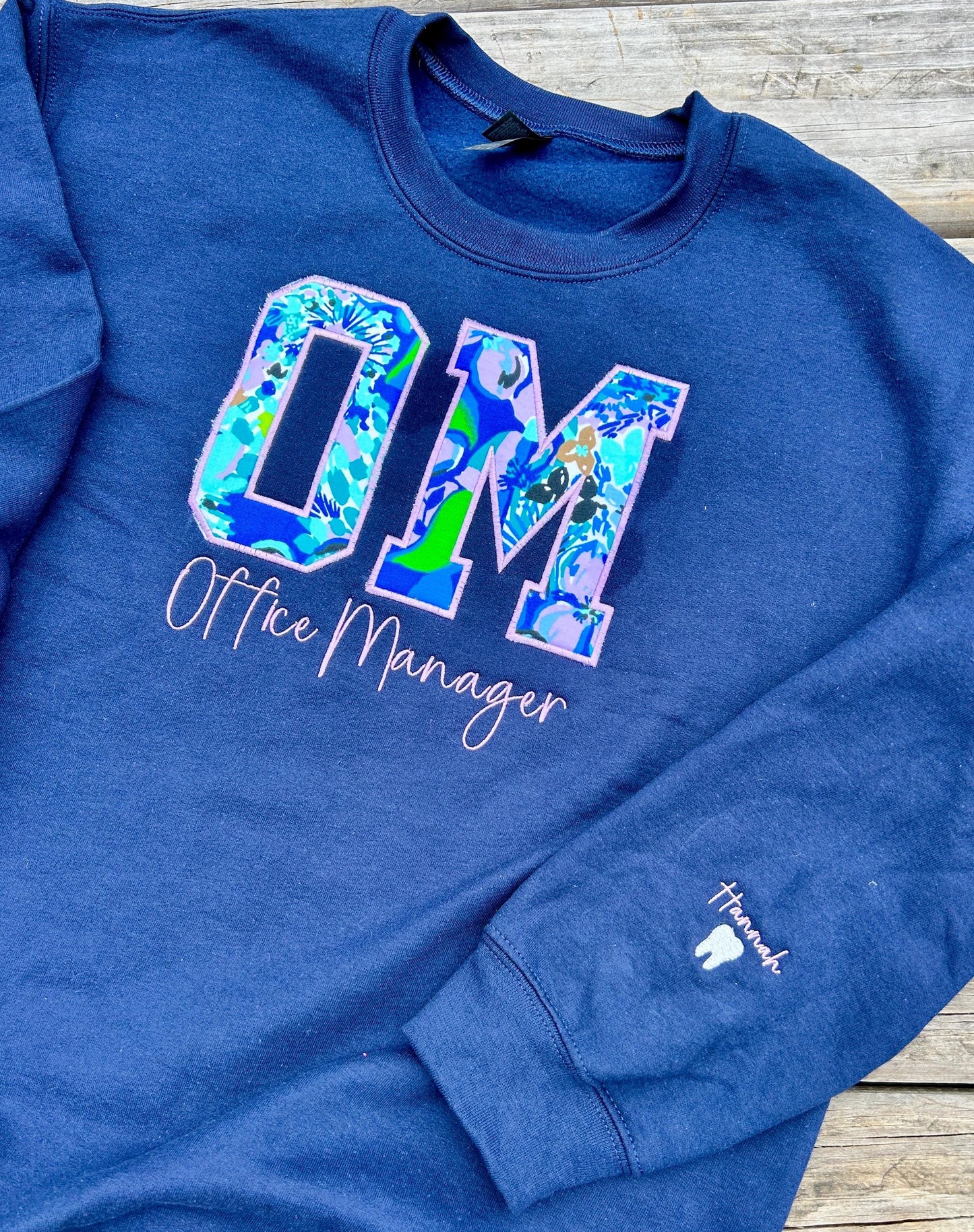 Personalized Preppy Occupation Sweatshirt | Monogrammed Blue Crewneck Pullover for Professionals