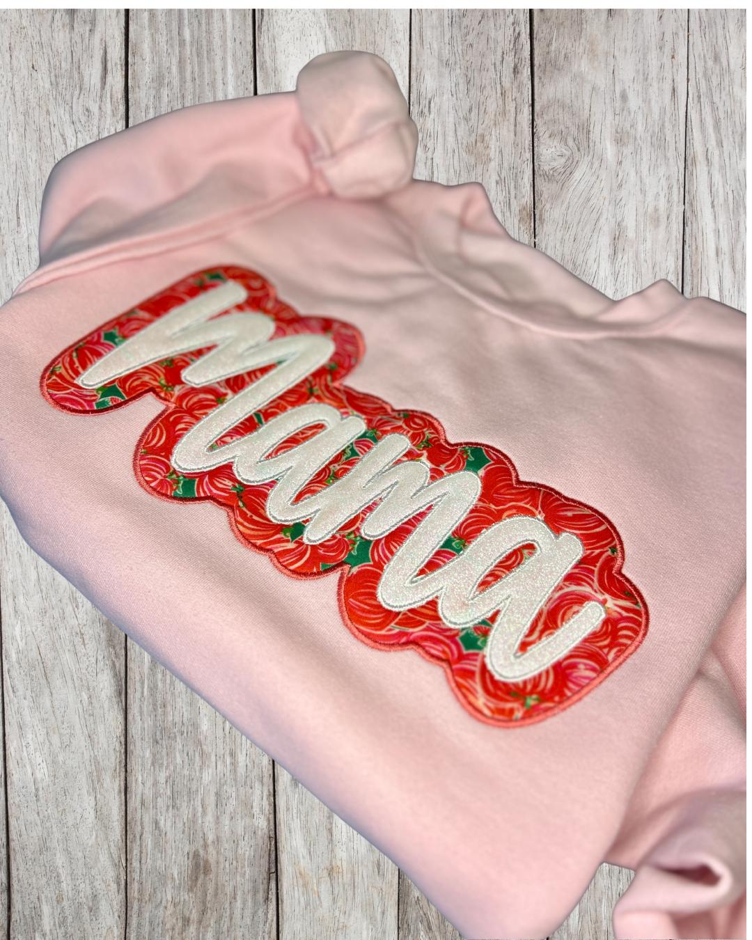 Personalized Preppy Pink Pumpkin Mama Sweatshirt