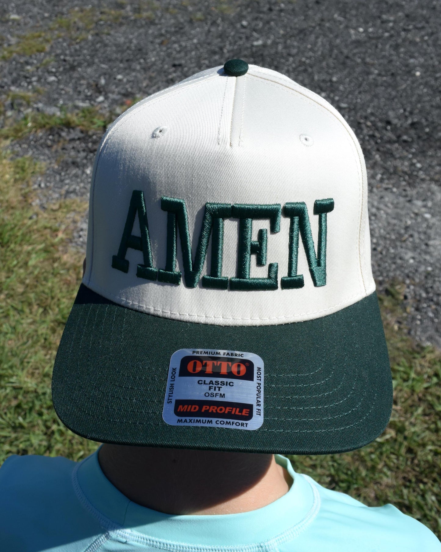 Embroidered 3D Puff Amen Trucker Hat: Two Tone Faith Base Hat, Jesus Trucker Cap