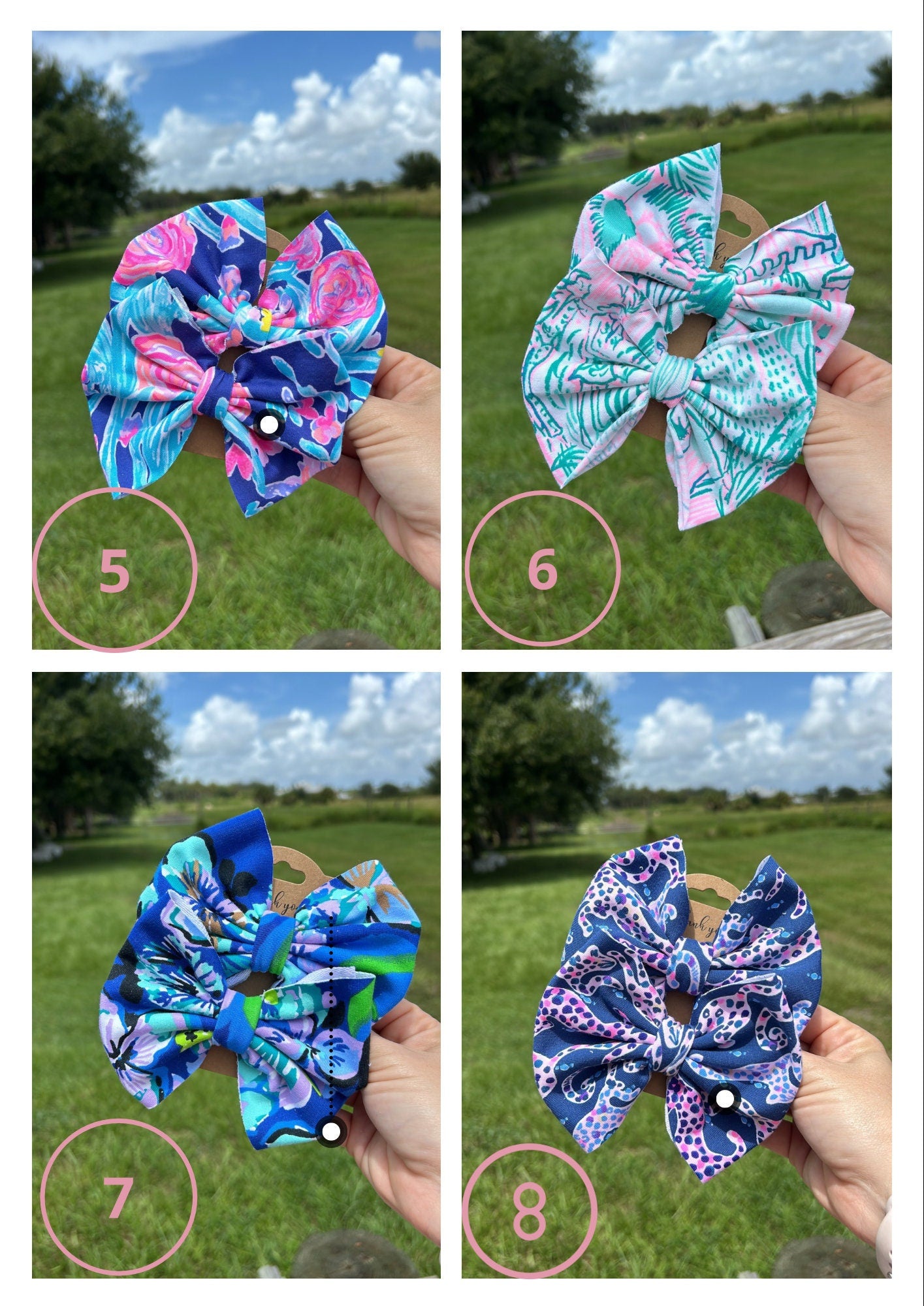 Pigtail Hair Bow Set: Preppy Palm Beach Style Bows
