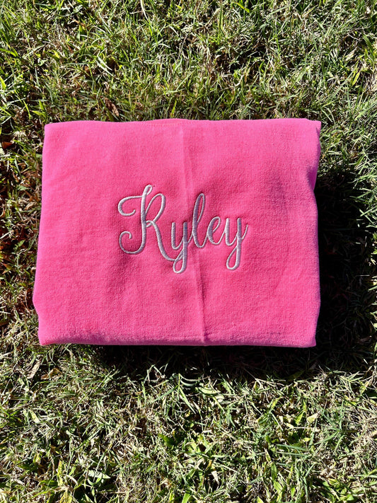 Personalized Preppy Bow Cut-Out Sweatshirt: Monogrammed Pink Crewneck for Girls