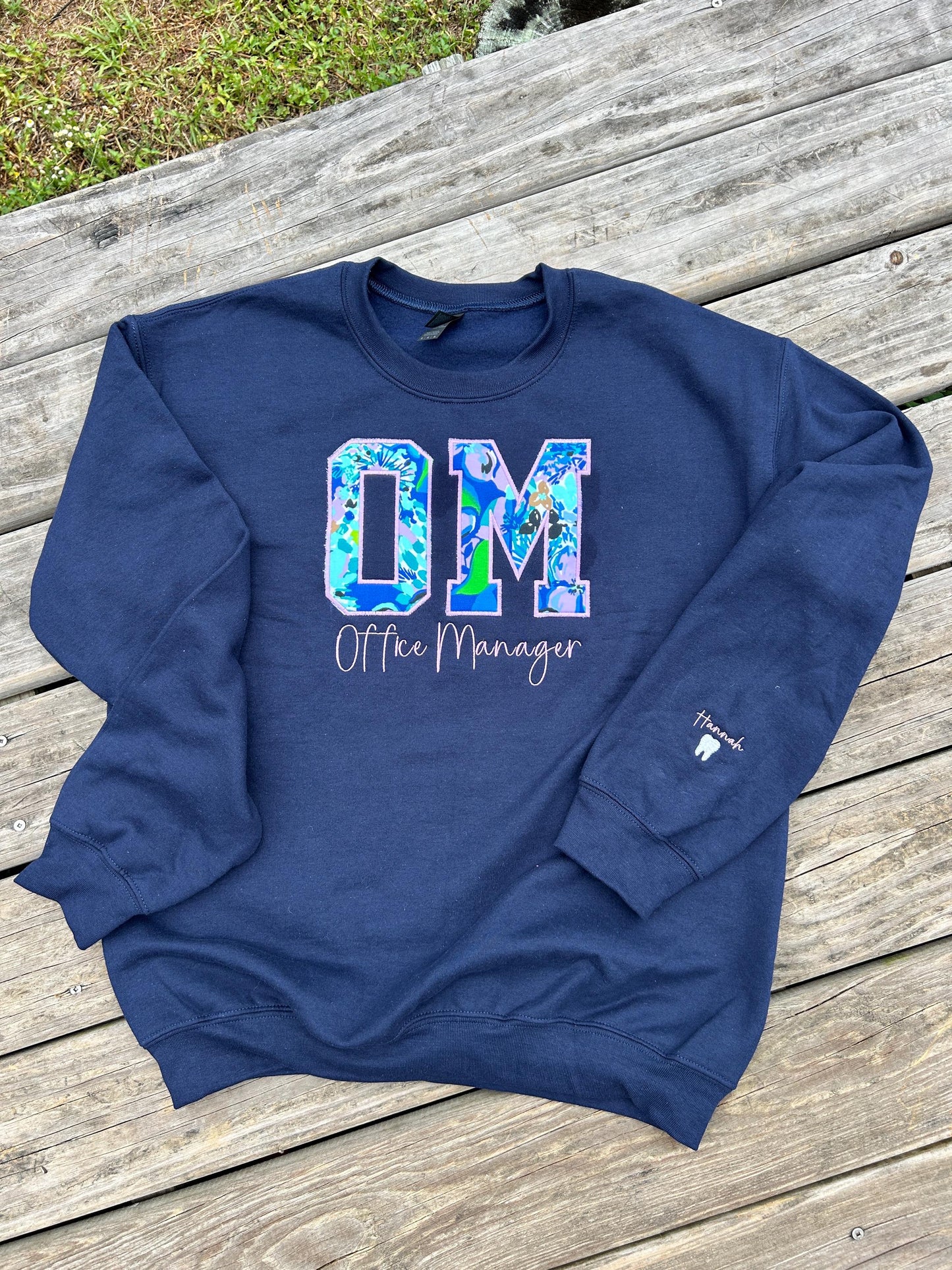 Personalized Preppy Occupation Sweatshirt | Monogrammed Blue Crewneck Pullover for Professionals
