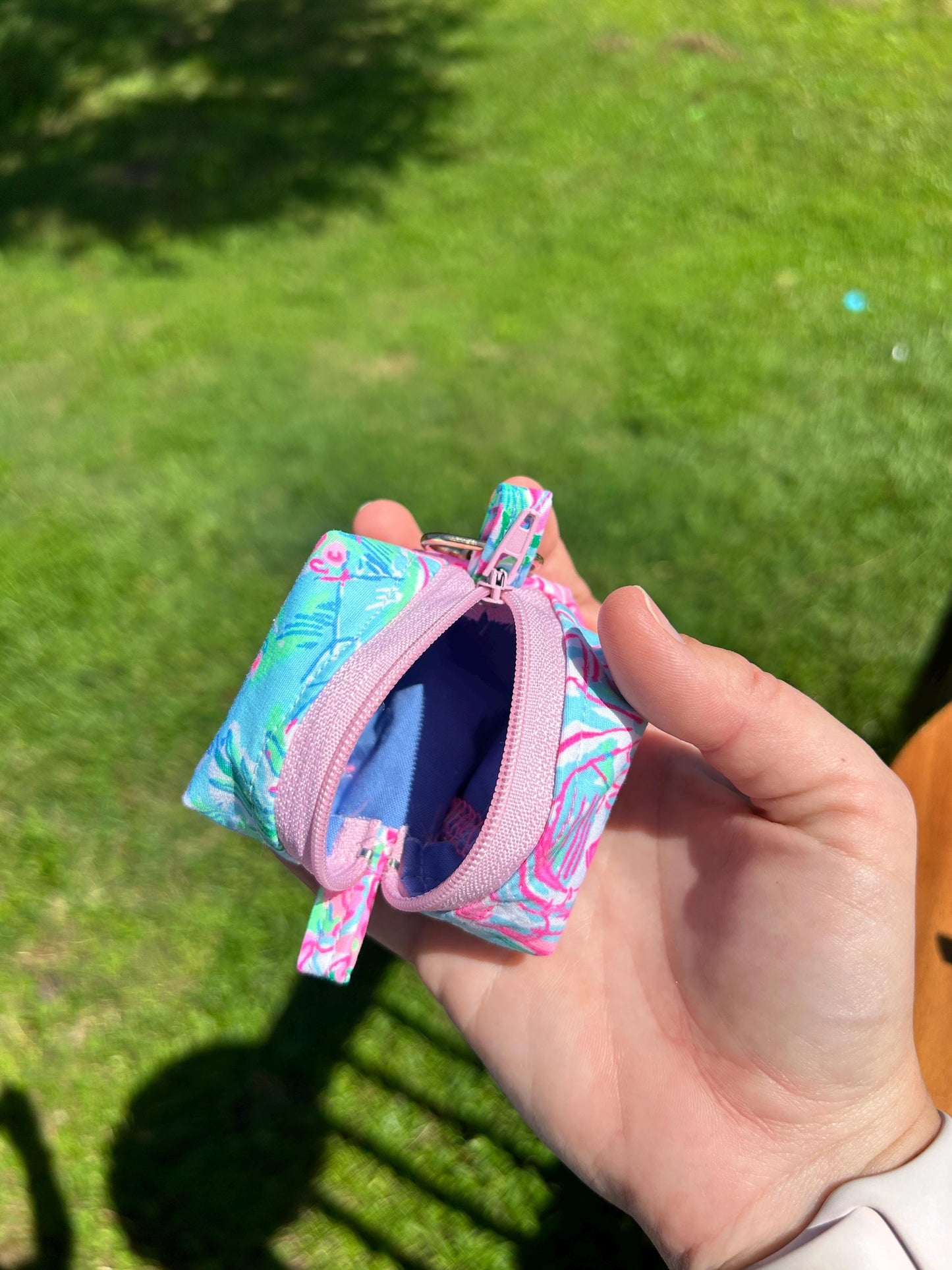 Mini Preppy Zippered Keychain Pouch