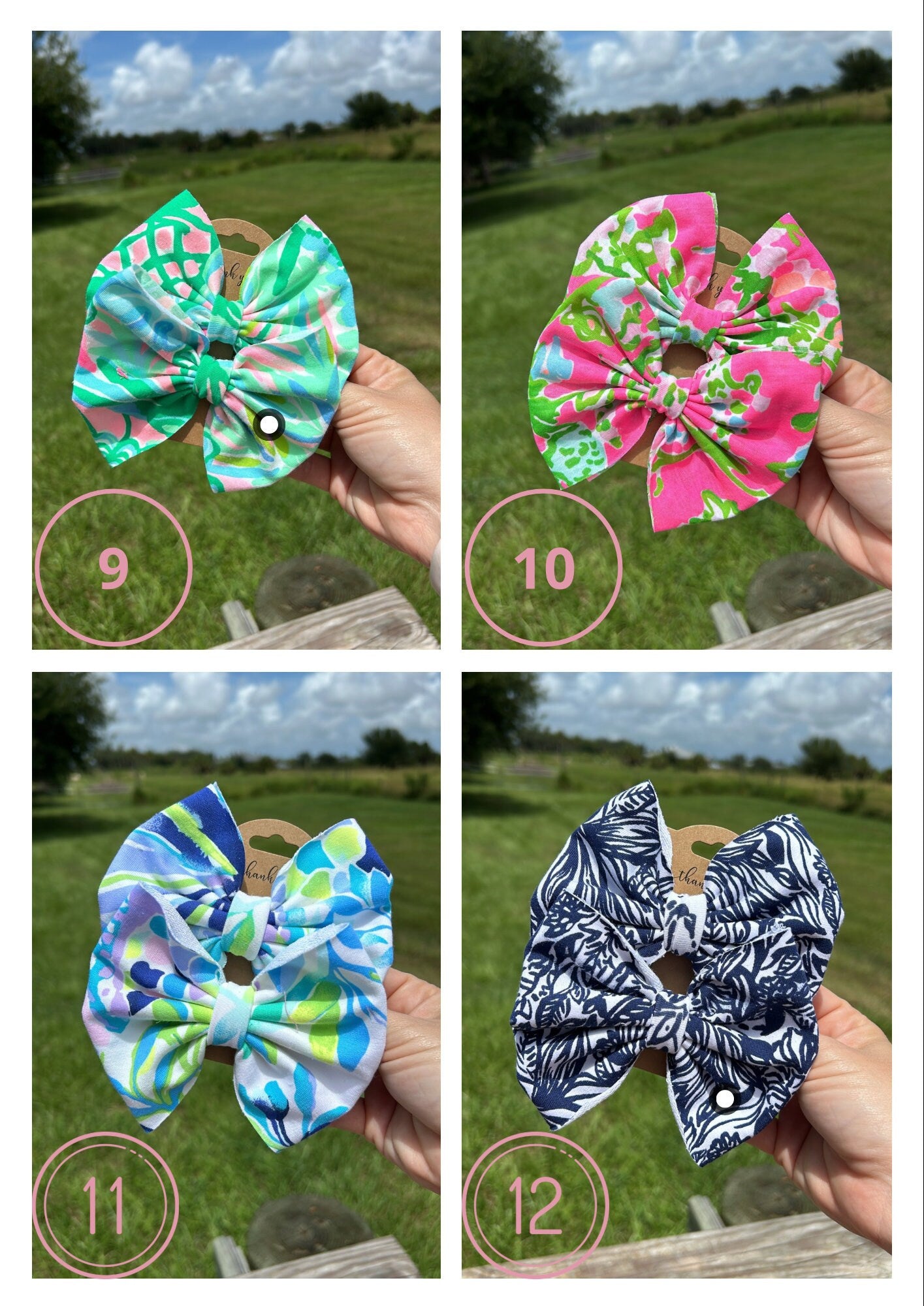 Pigtail Hair Bow Set: Preppy Palm Beach Style Bows