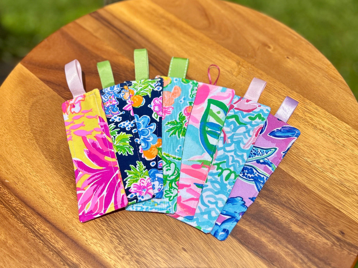 Handmade Fabric Bookmark: Colorful Preppy Book Lover Gift