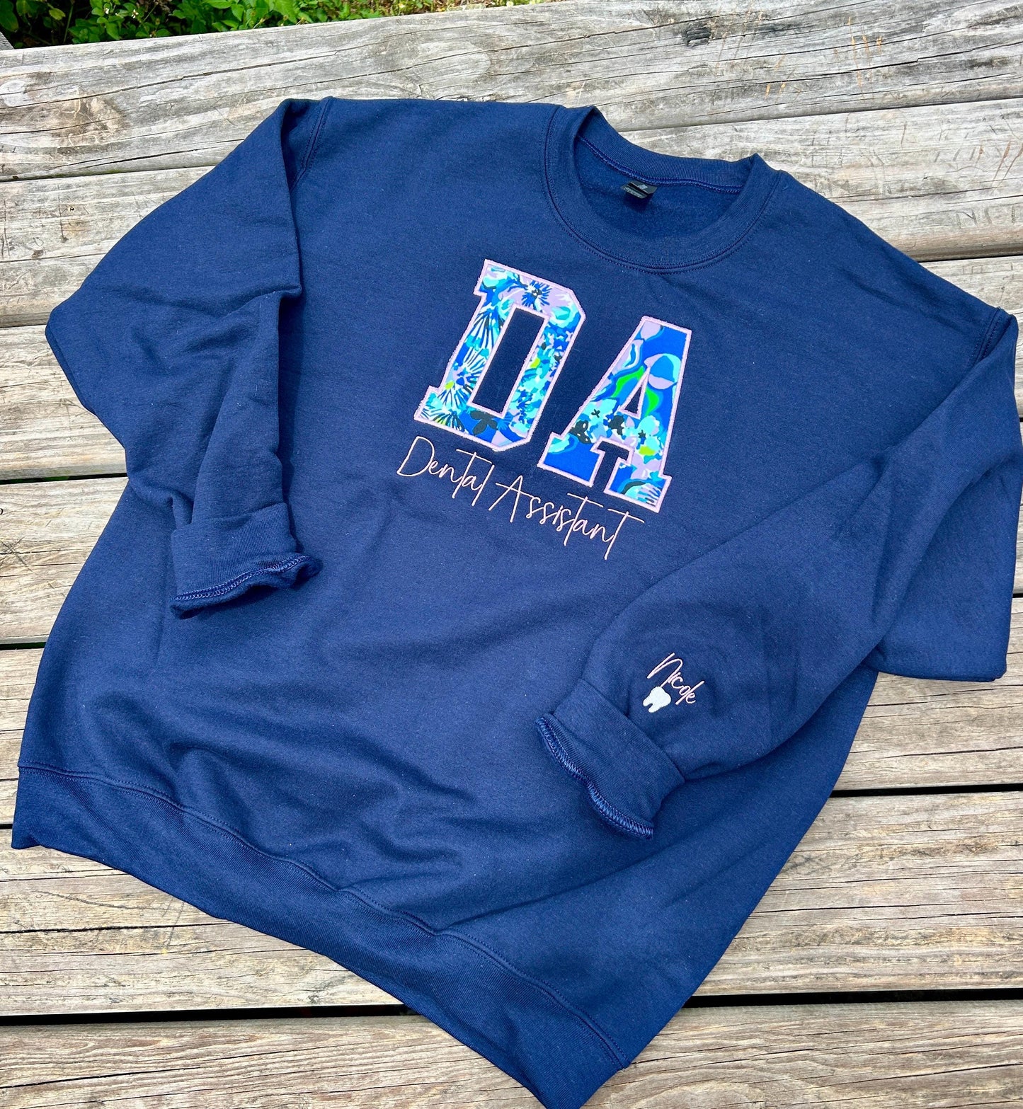 Personalized Preppy Occupation Sweatshirt | Monogrammed Blue Crewneck Pullover for Professionals