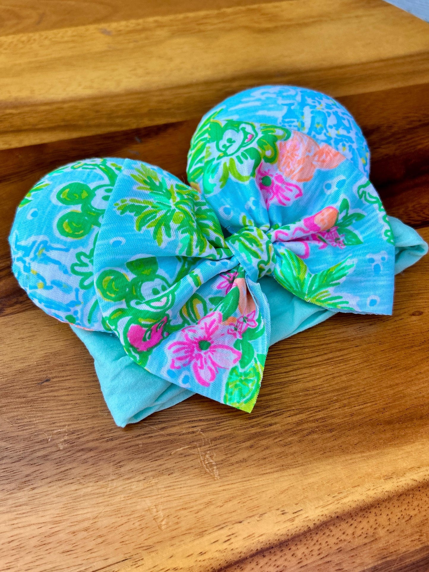 Baby Mouse Ears Headband: OG Palm Beach Print