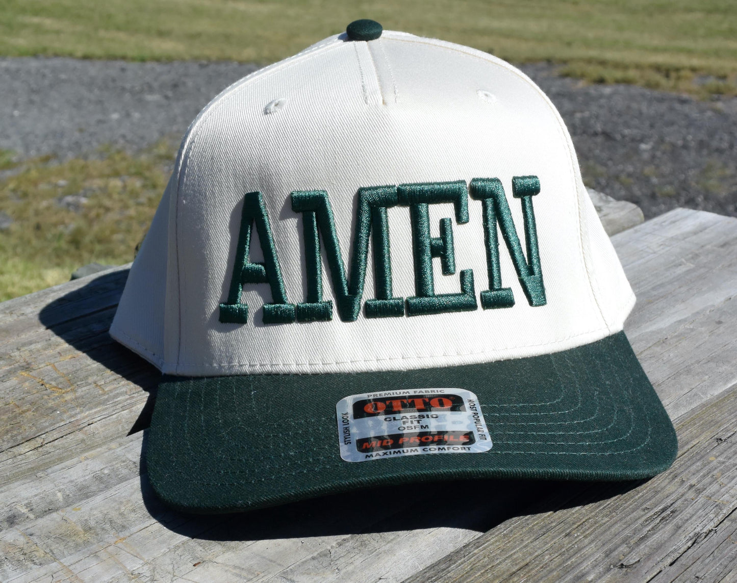 Embroidered 3D Puff Amen Trucker Hat: Two Tone Faith Base Hat, Jesus Trucker Cap