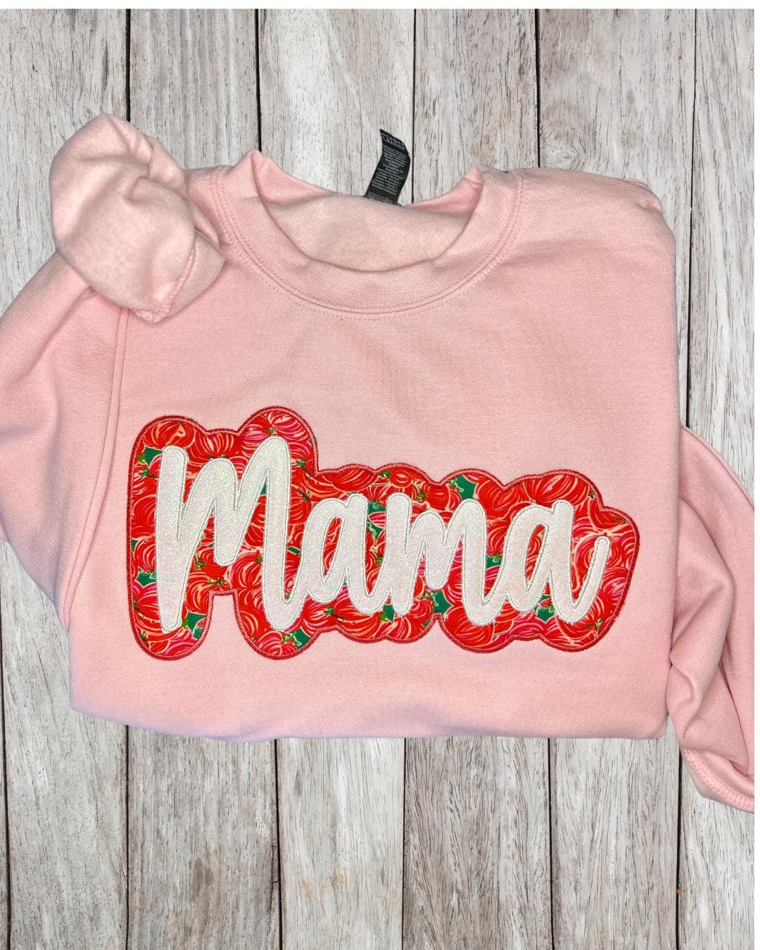 Personalized Preppy Pink Pumpkin Mama Sweatshirt