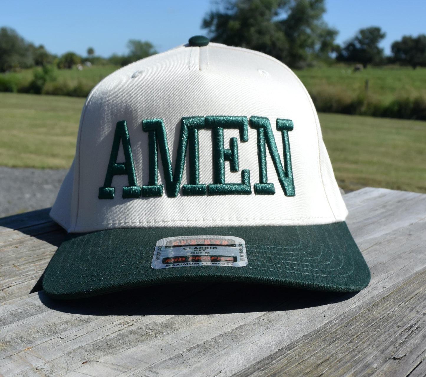 Embroidered 3D Puff Amen Trucker Hat: Two Tone Faith Base Hat, Jesus Trucker Cap