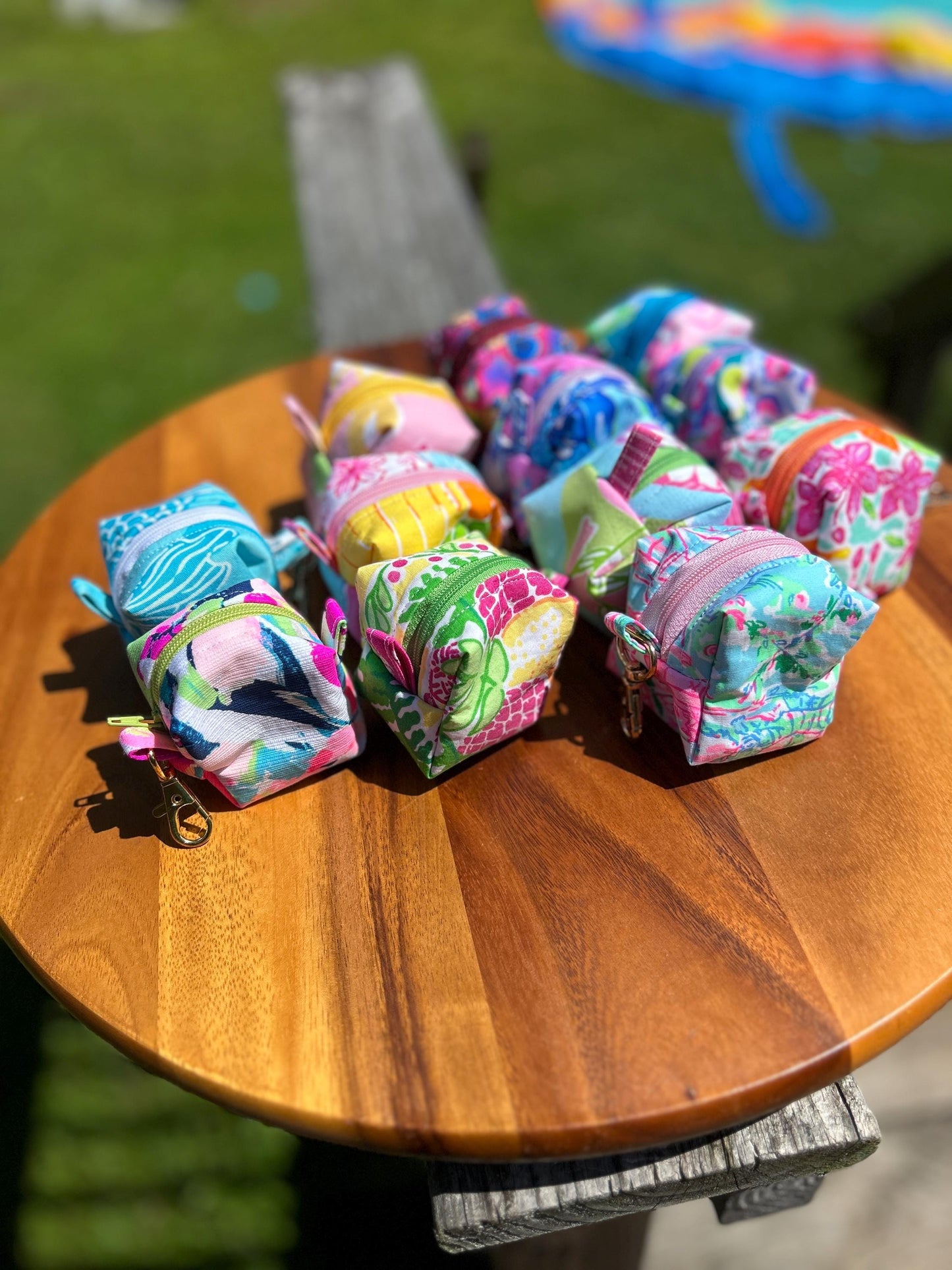 Mini Preppy Zippered Keychain Pouch