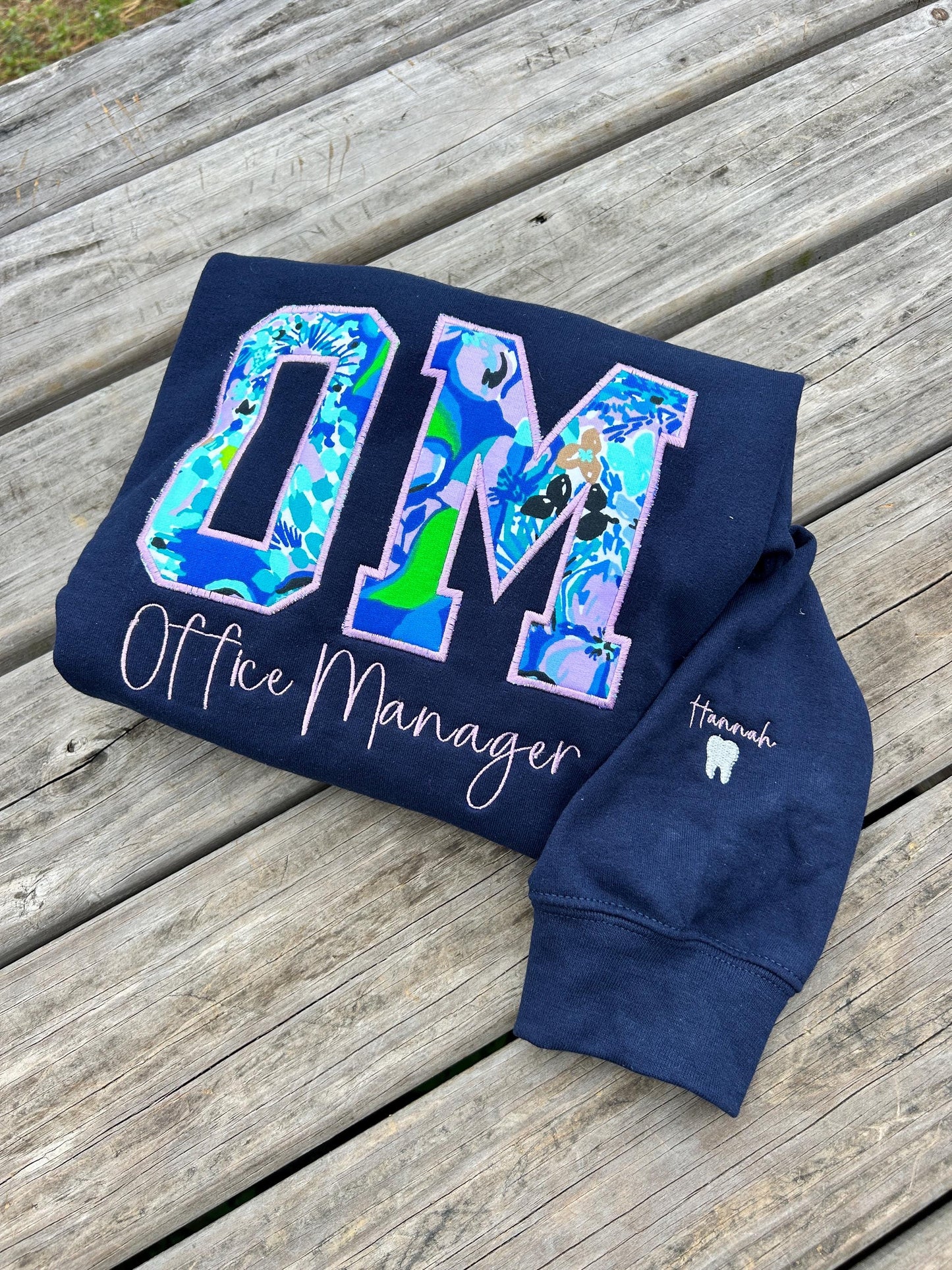 Personalized Preppy Occupation Sweatshirt | Monogrammed Blue Crewneck Pullover for Professionals