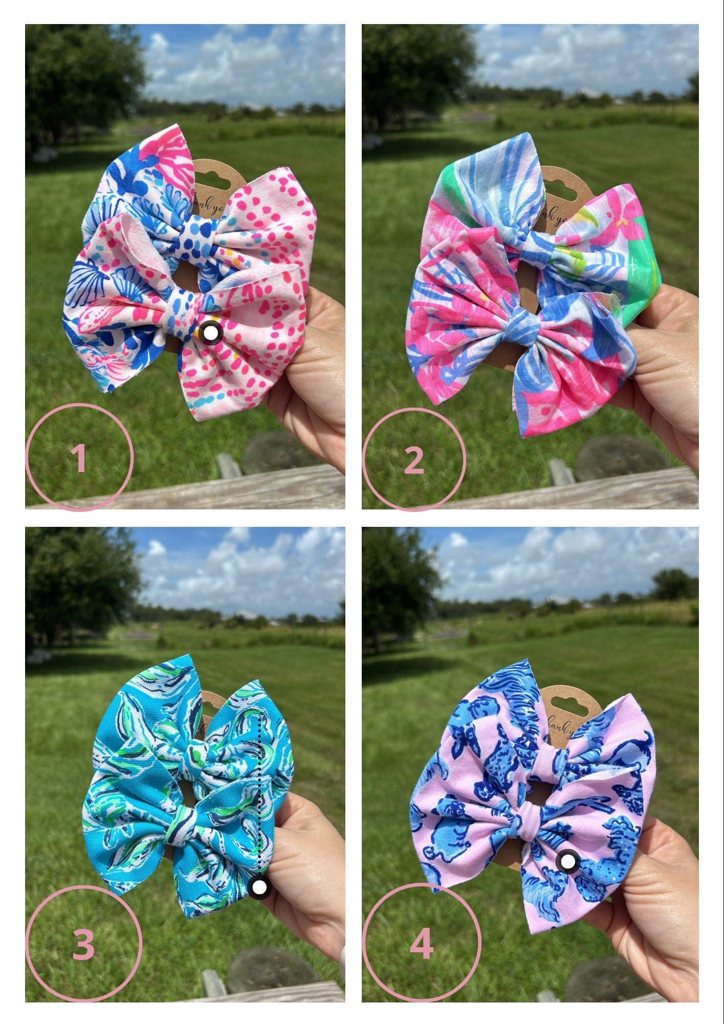 Pigtail Hair Bow Set: Preppy Palm Beach Style Bows