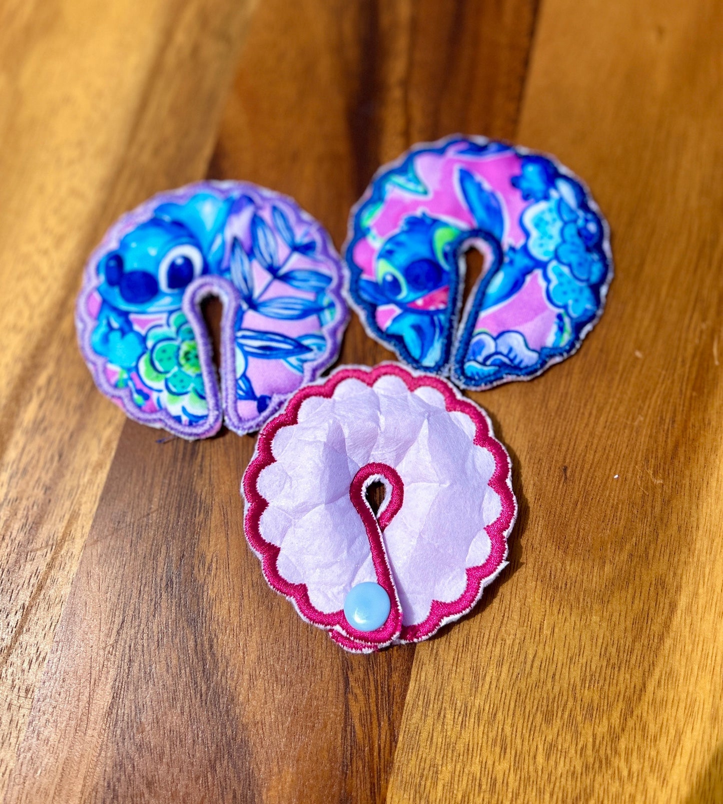 Girls Feeding Tube Pads, AMT Button Pads, Scalloped Character Blue Guy G-Tube Pad