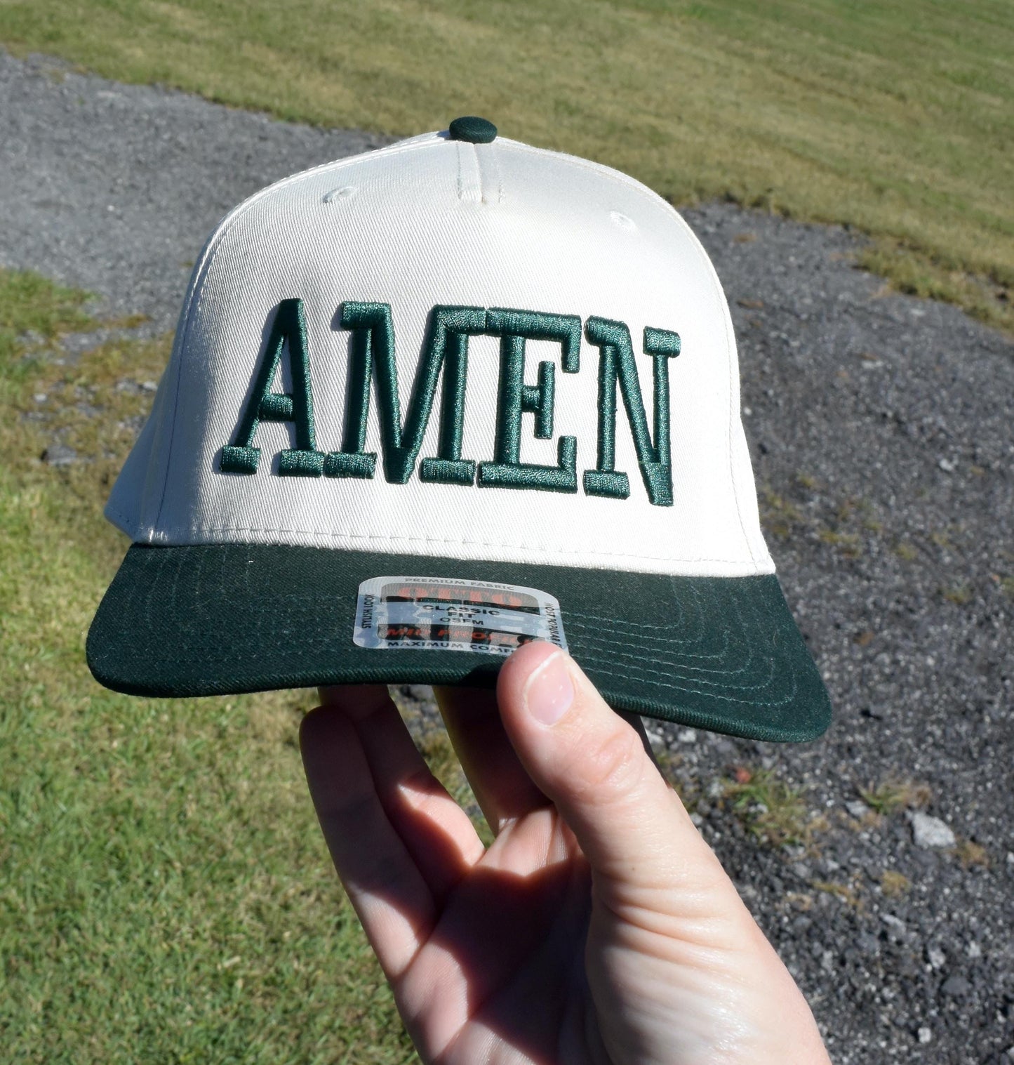 Embroidered 3D Puff Amen Trucker Hat: Two Tone Faith Base Hat, Jesus Trucker Cap