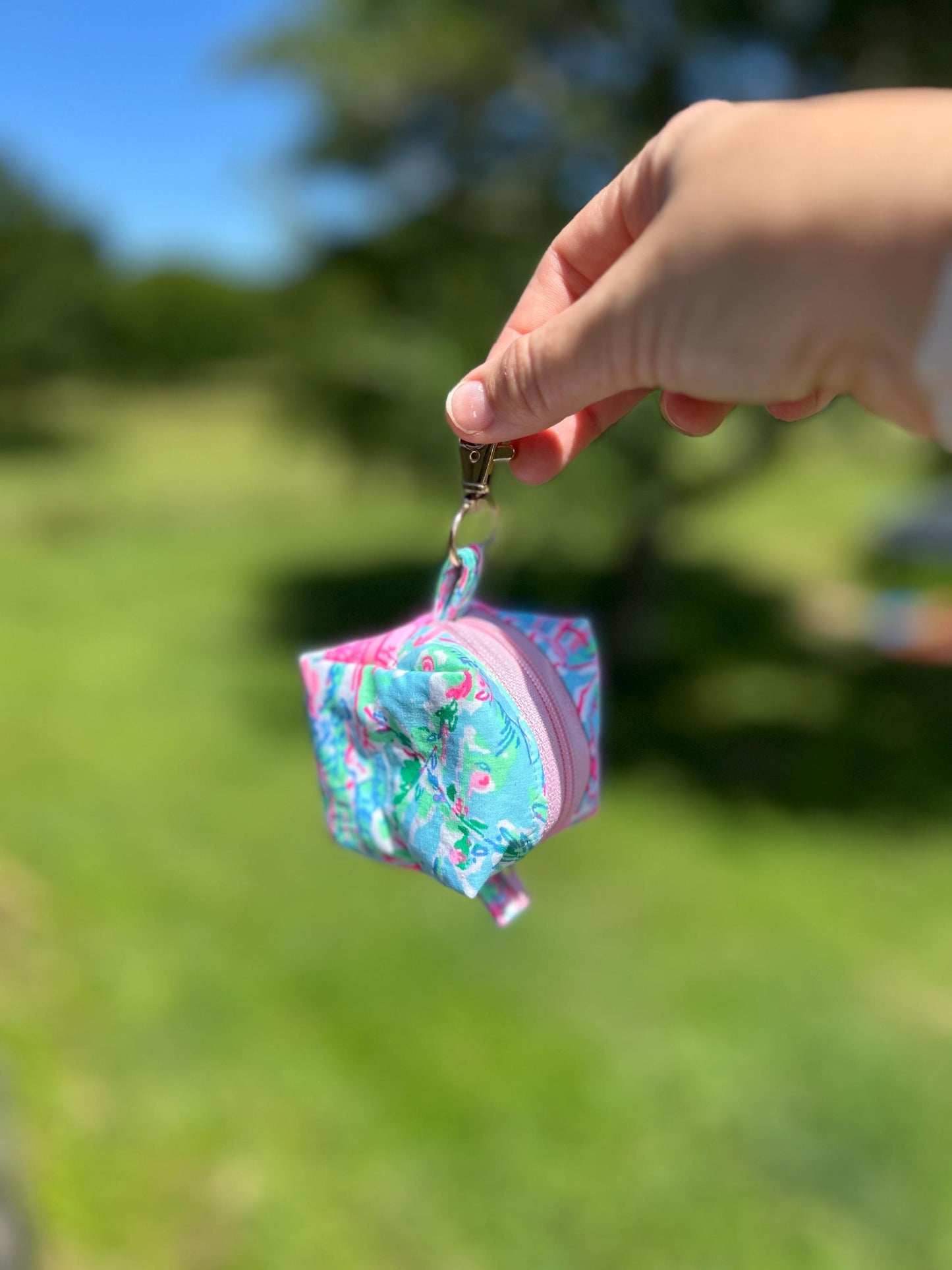 Mini Preppy Zippered Keychain Pouch