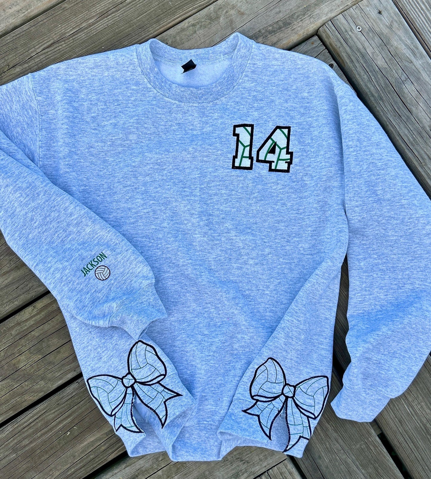 Personalized Volleyball Mama Embroidered Sweater with Side Bow | Game Day Gift for Sports Mom
