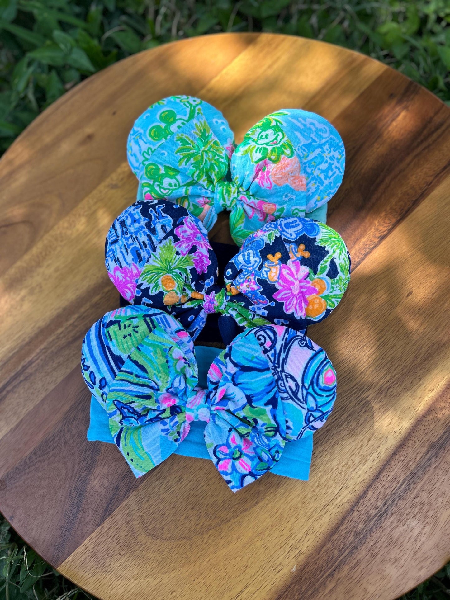 Baby Mouse Ears Headband: Navy Mouse Palm Beach Print