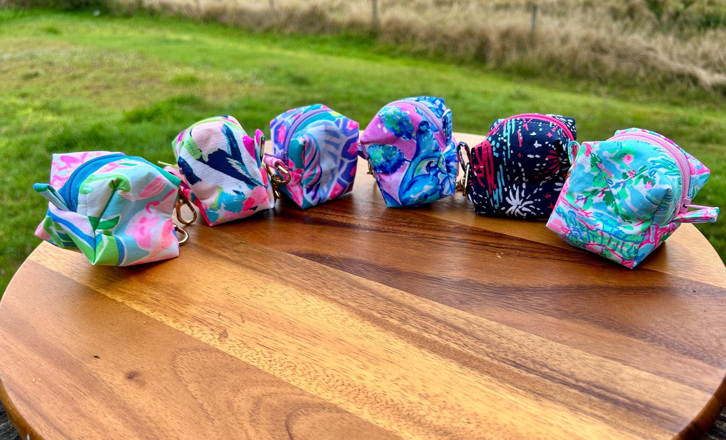 Mini Preppy Zippered Keychain Pouch