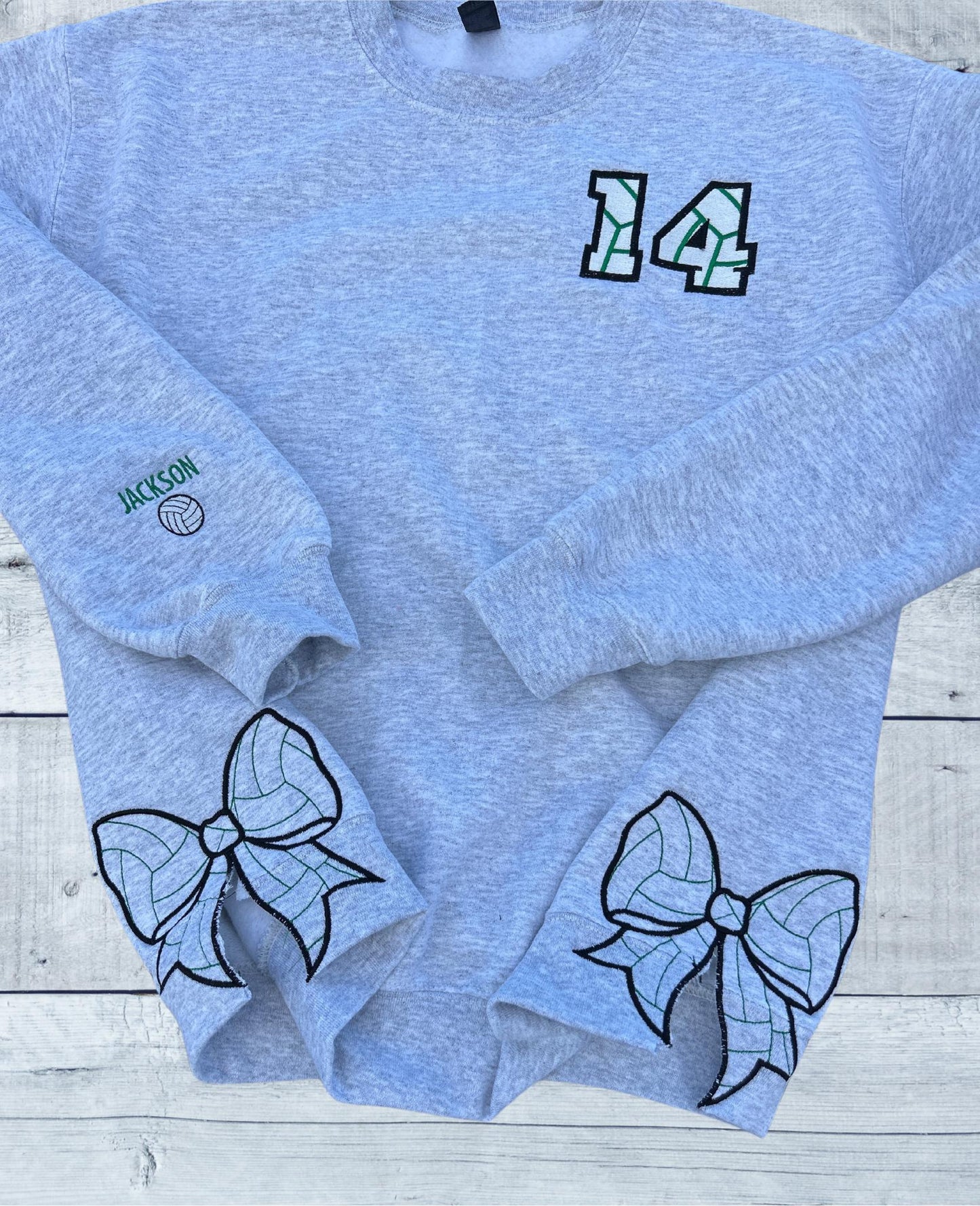 Personalized Volleyball Mama Embroidered Sweater with Side Bow | Game Day Gift for Sports Mom