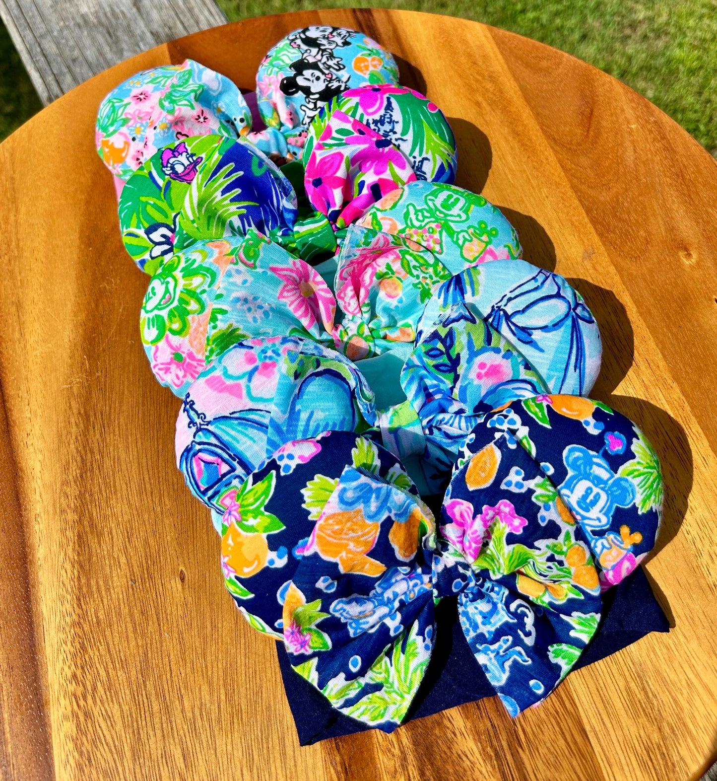 Baby Mouse Ears Headband: Navy Mouse Palm Beach Print