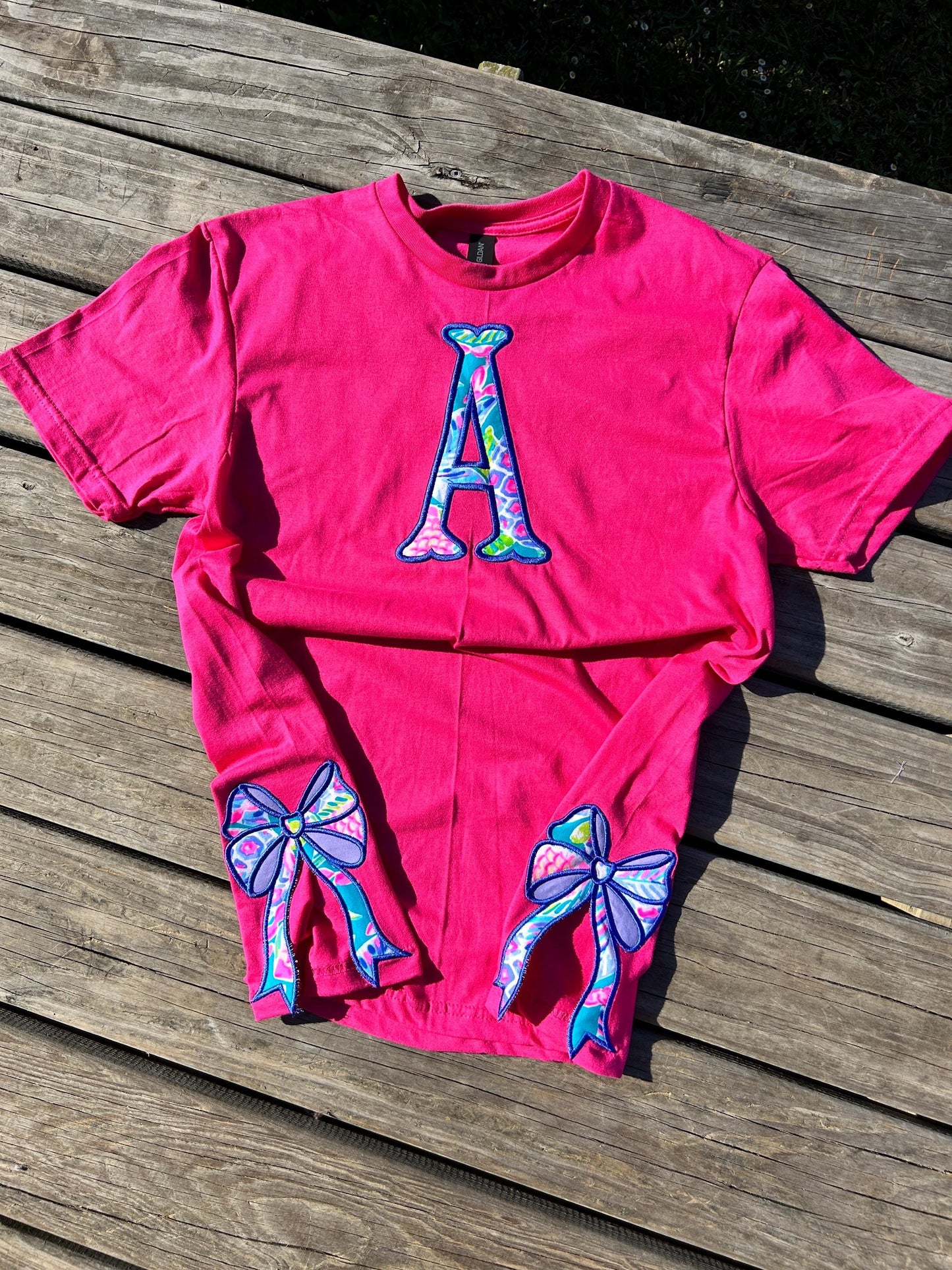 Personalized Monogrammed Preppy Bow Cut-Out T-Shirt for Women
