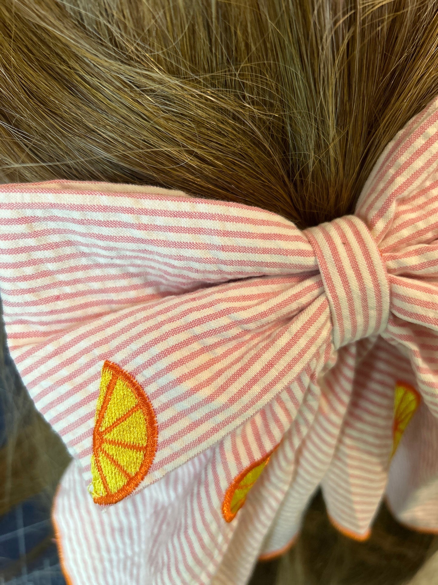 Vintage Seersucker Long Tail French Bow - Preppy Handmade Hair Accessory for Girls & Women