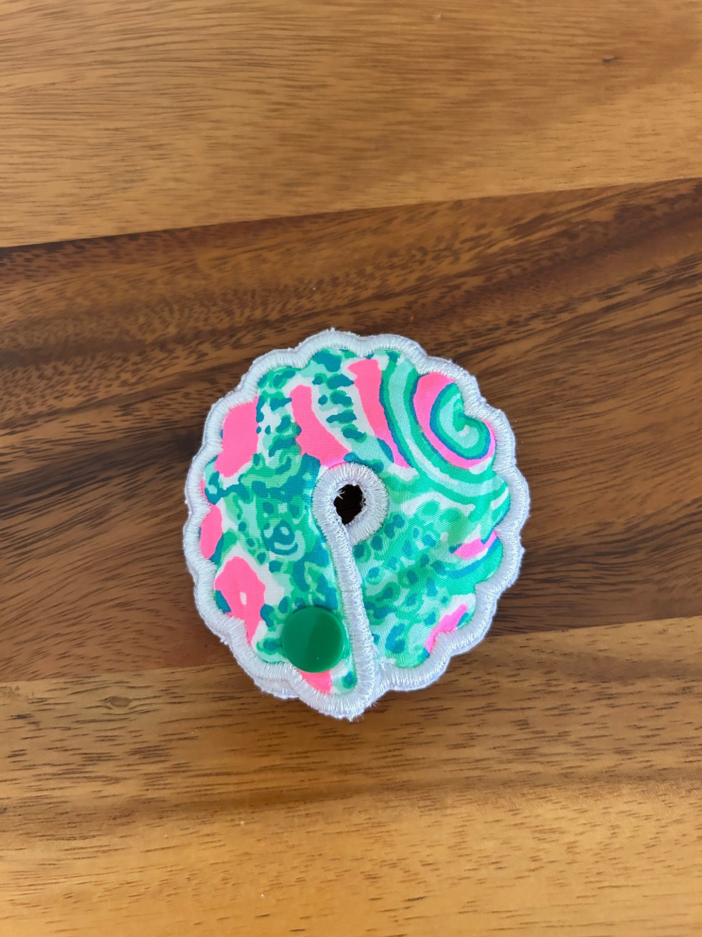 Girls Feeding Tube Pad, AMT Button Pad, Scalloped Preppy G-Tube Pad