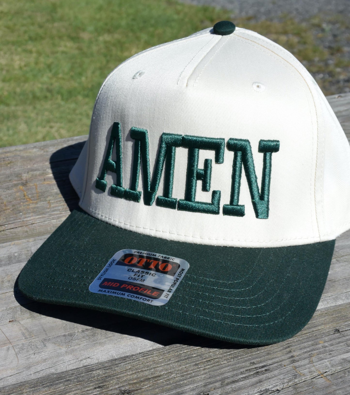 Embroidered 3D Puff Amen Trucker Hat: Two Tone Faith Base Hat, Jesus Trucker Cap