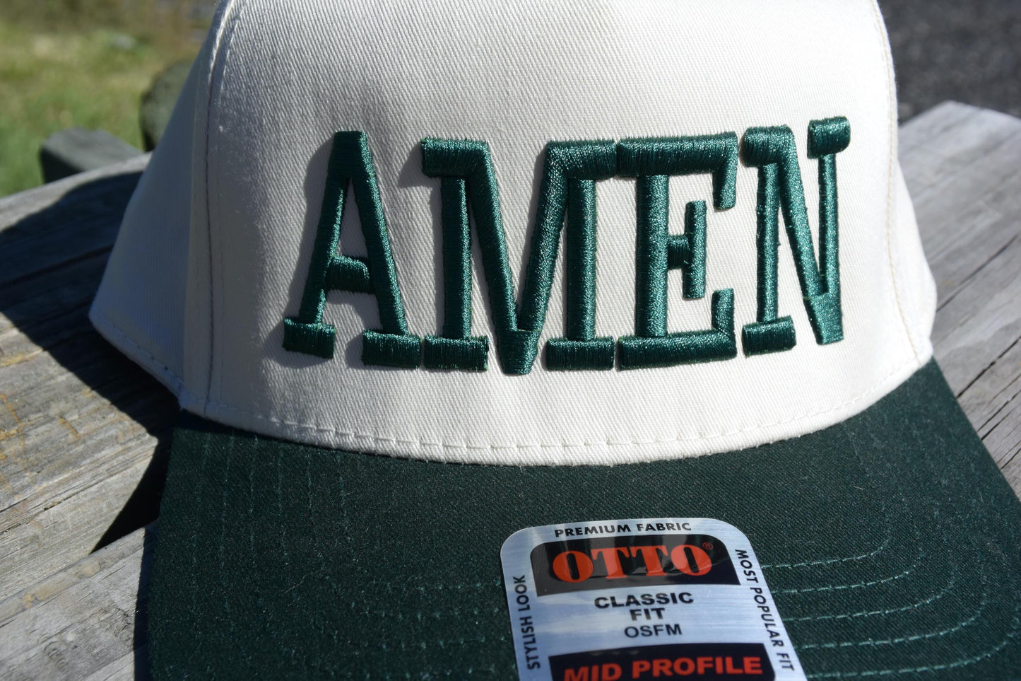 Embroidered 3D Puff Amen Trucker Hat: Two Tone Faith Base Hat, Jesus Trucker Cap