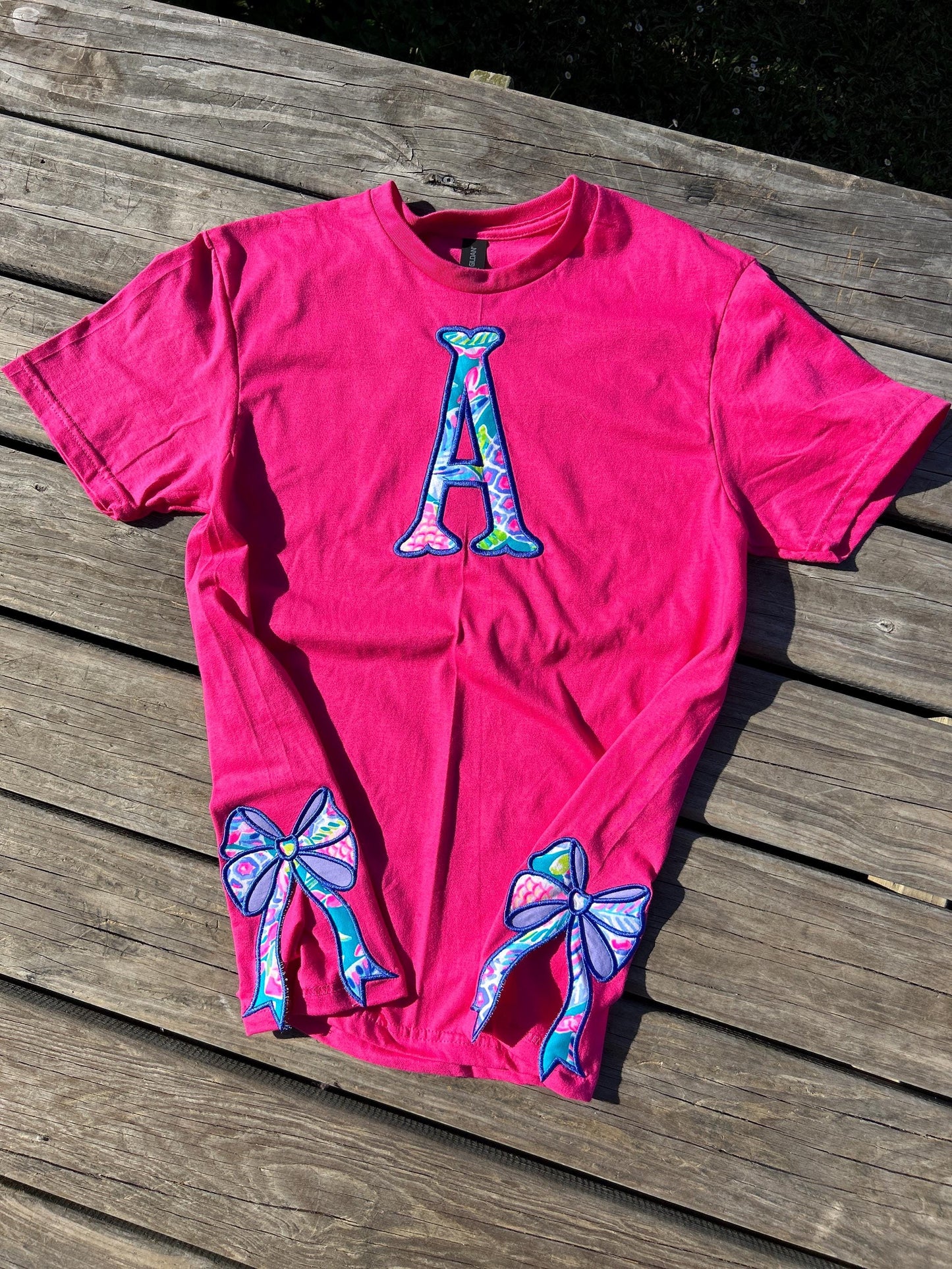 Personalized Monogrammed Preppy Bow Cut-Out T-Shirt for Women