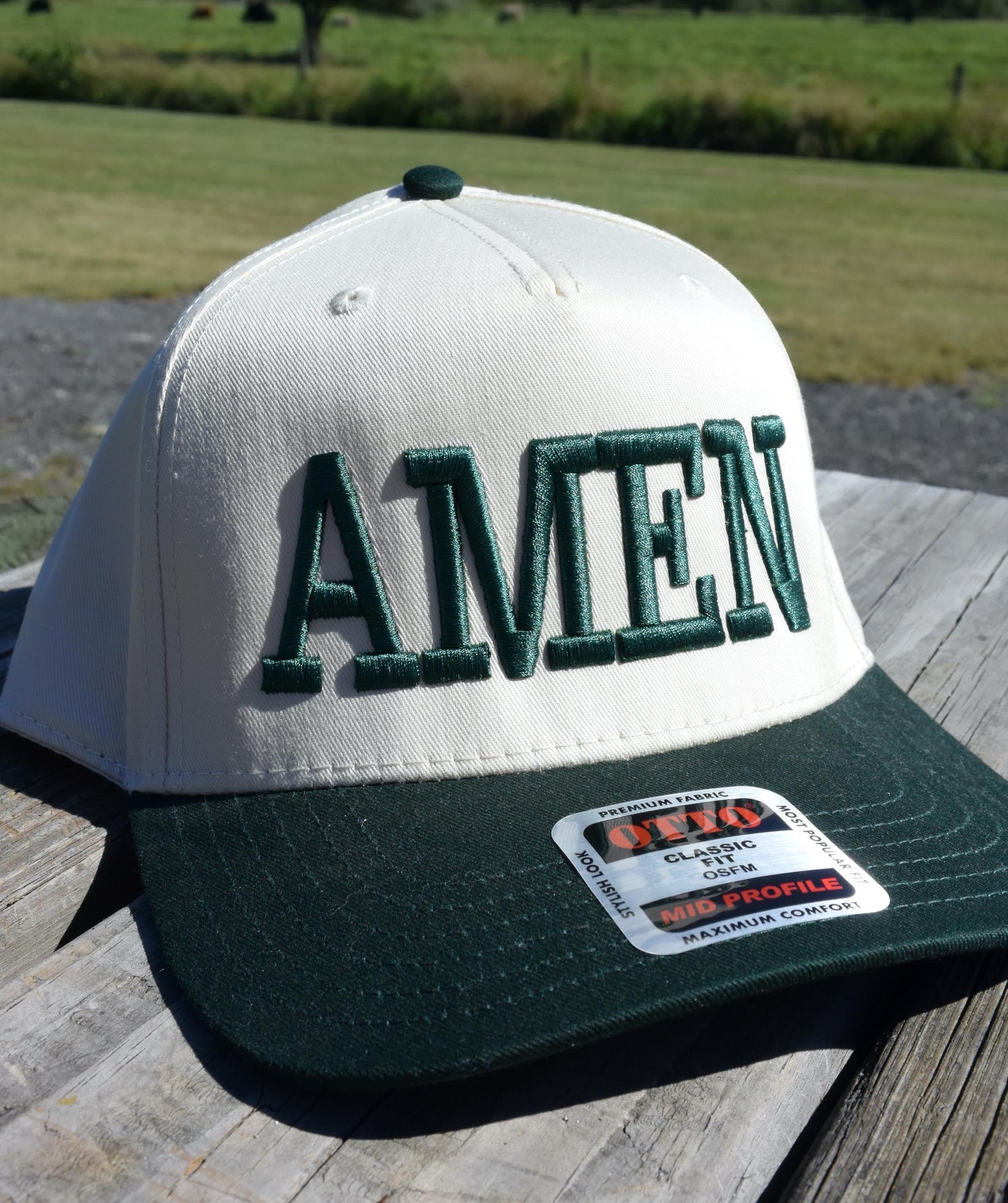 Embroidered 3D Puff Amen Trucker Hat: Two Tone Faith Base Hat, Jesus Trucker Cap