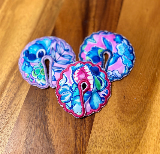 Girls Feeding Tube Pads, AMT Button Pads, Scalloped Character Blue Guy G-Tube Pad